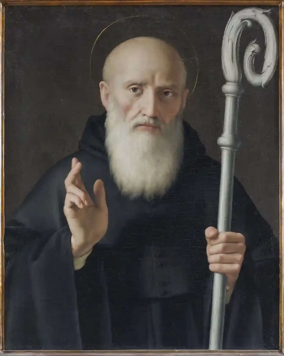 Classic painting of Saint Benedict of Nursia, founder of the Benedictine Order